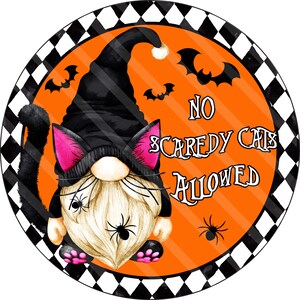 10 Round Wooden Sign: Vintage Scaredy Cats Welcome [AP7301