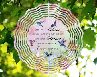 Hummingbirds Printable, Sublimation Graphic, Believe Heaven Love, Round, for Spinner, Door Sign, Wreath Accessory, Digital Files YOU PRINT