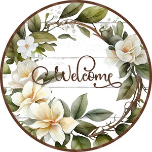 Gardenia Wreath Sign Sublimation Graphic, Printable, White Gardenias ...