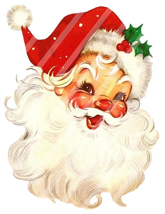 Retro Santa Printable Digital Download Christmas Printable Etsy