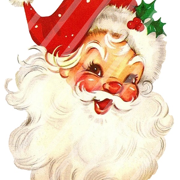 Retro Santa afdrukbare, sublimatie grafische ontwerpen, kerst afdrukbare, Jolly Vintage Santa Design, kunst aan de muur, krans teken ontwerp