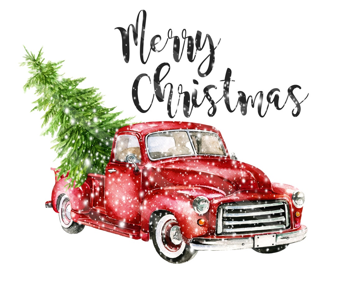 Red Truck Printable Christmas Printable Merry Christmas Etsy
