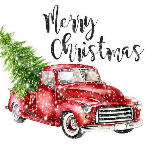 Red Truck Printable Christmas Printable Merry Christmas - Etsy