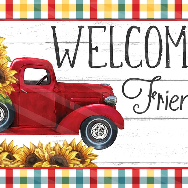 Red Truck Doormat Etsy