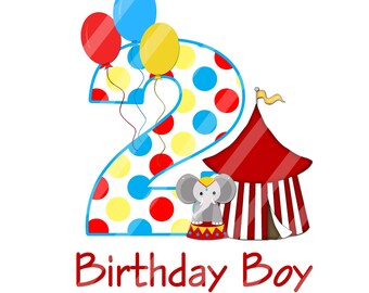 Circus Birthday Number 2 Printable, Birthday Boy and Girl Second Birthday Graphic, Birthday Printable, Jpeg, Png Files,  YOU PRINT