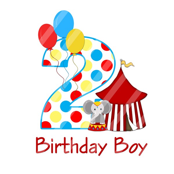 Circus Birthday Number 2 Printable, Birthday Boy and Girl Second Birthday Graphic, Birthday Printable, Jpeg, Png Files,  YOU PRINT