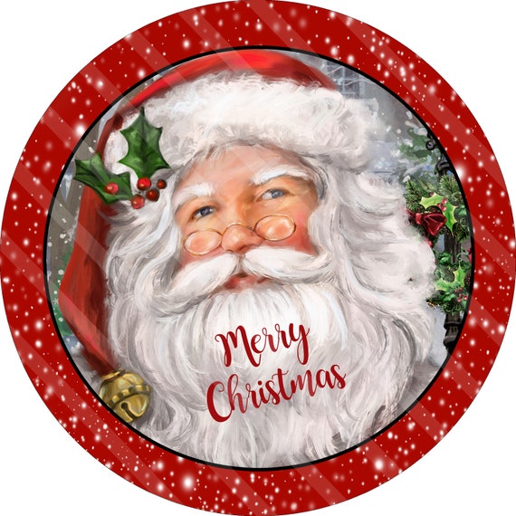 Santa Printable Door Hanger Vintage Santa Face Merry - Etsy Singapore