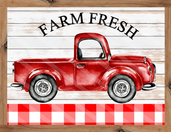 Farmhouse Printable Farm Fresh Farmhouse Sign Red Truck | Etsy
