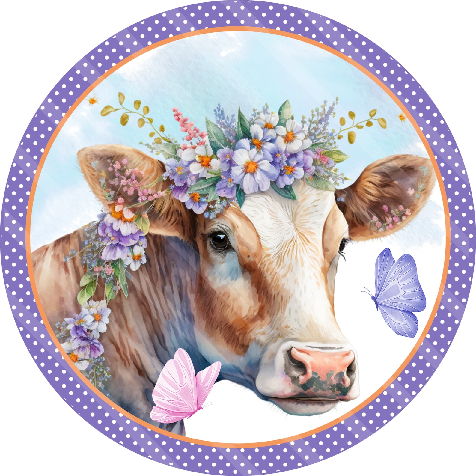 Farm Cow Printable Sublimation Graphic Round Door Sign - Etsy