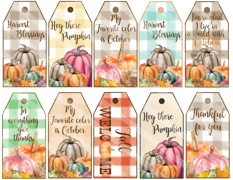 Fall Printable Tags 10 Watercolor Fall Harvest Tags Autumn | Etsy