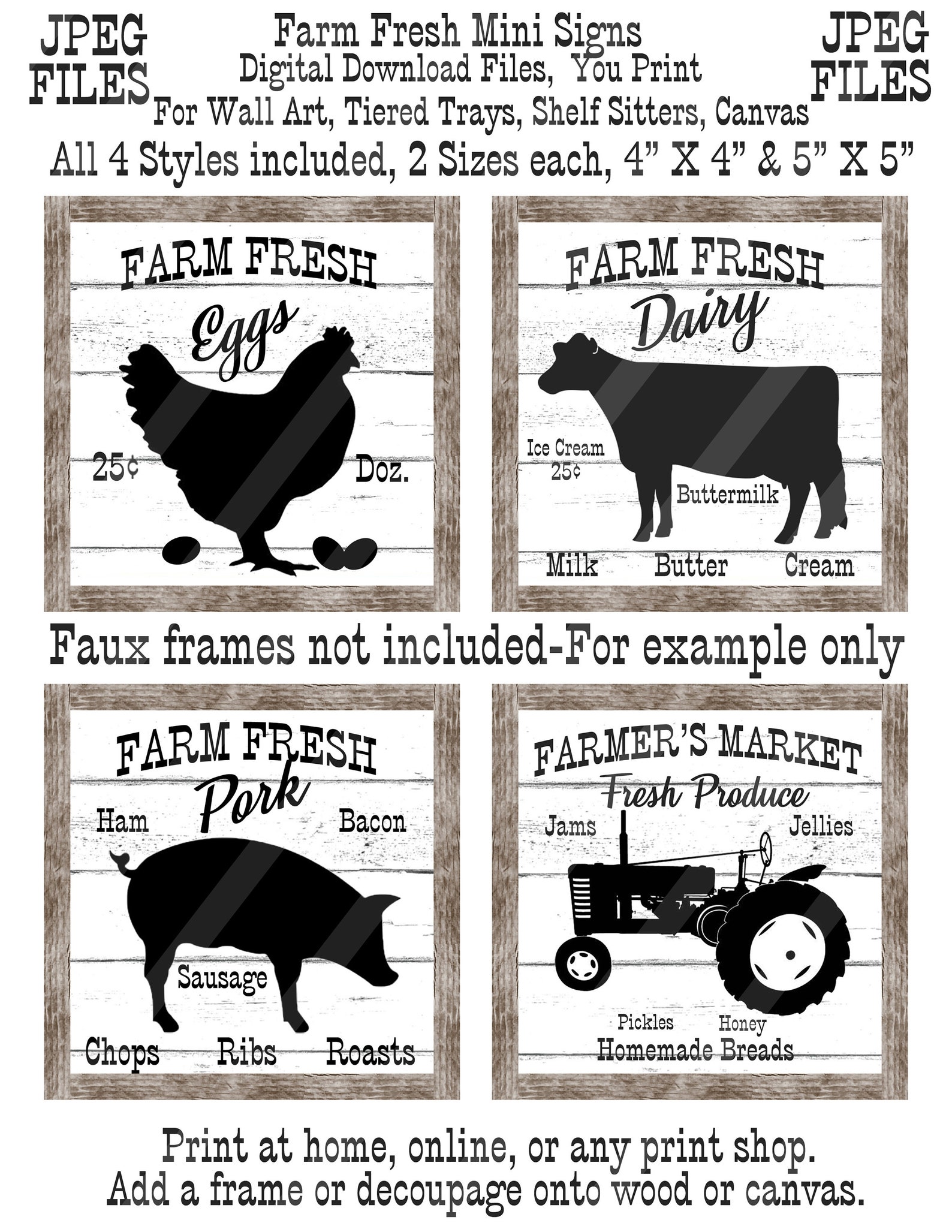 Farmhouse Printables Mini Signs Farm Fresh 4 Styles 2 | Etsy