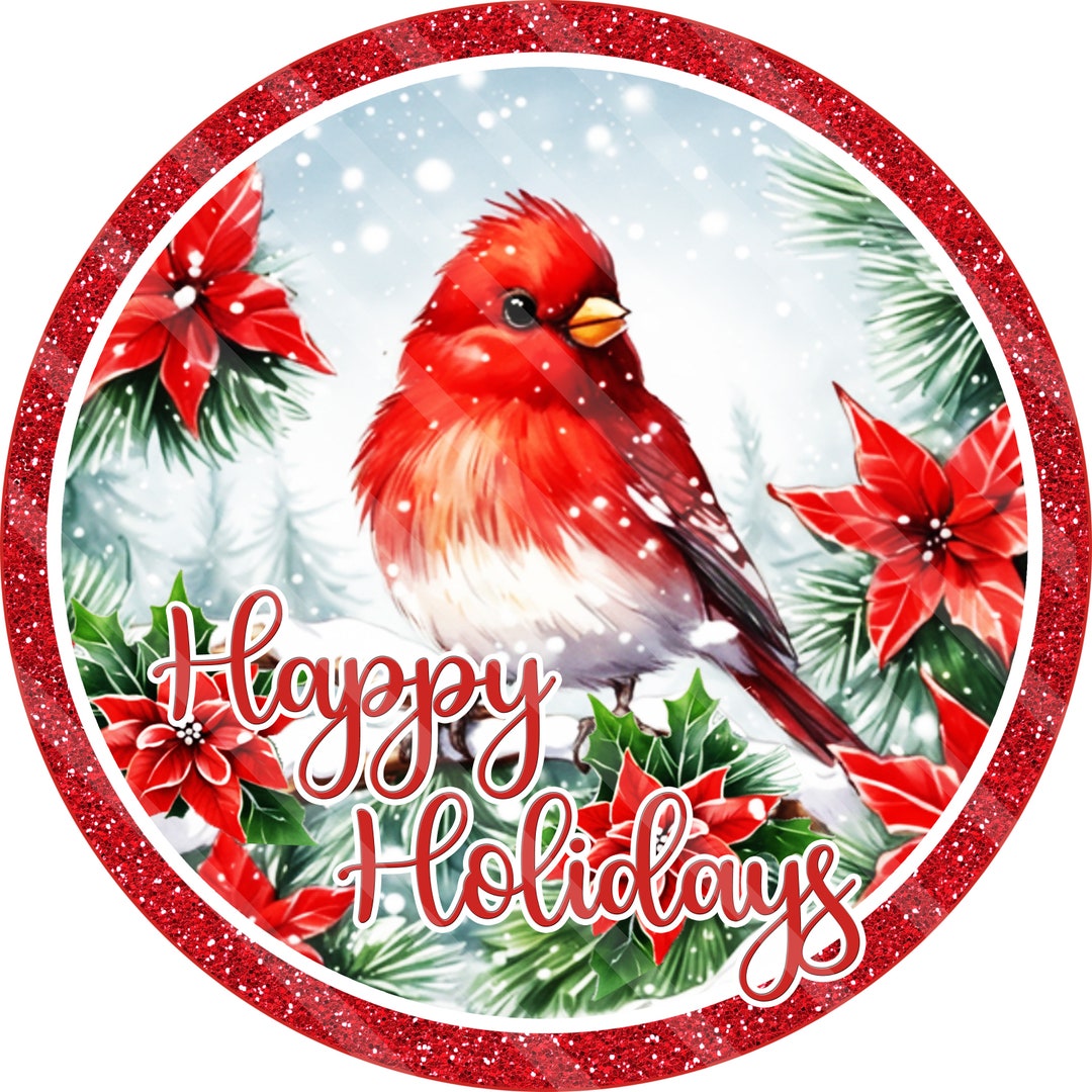 Christmas Red Bird Printable Sublimation Graphic Door Sign - Etsy