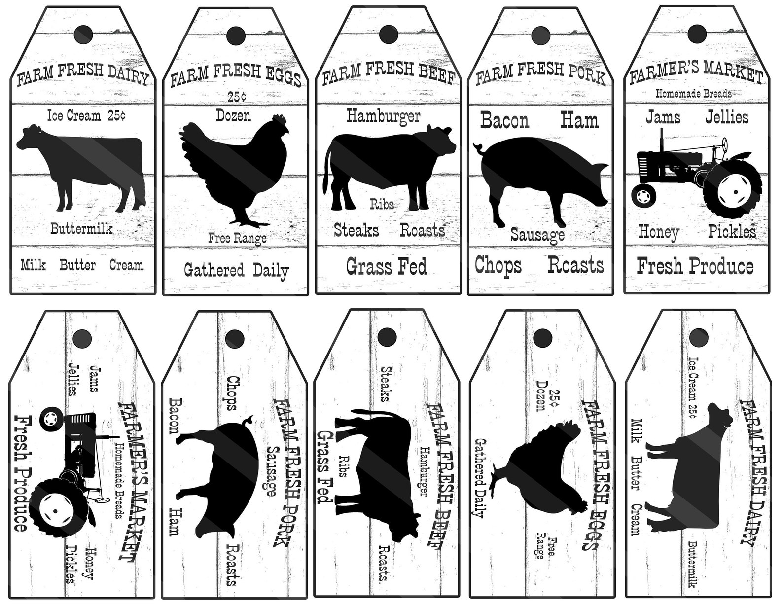Farmhouse Printable Tags 10 Farm Tags Farm Animals and Etsy