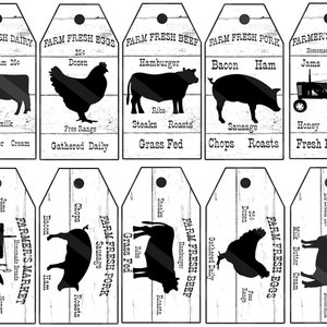 Farmhouse Printable Tags, 10 Farm Tags, Farm Animals and Tractor on ...