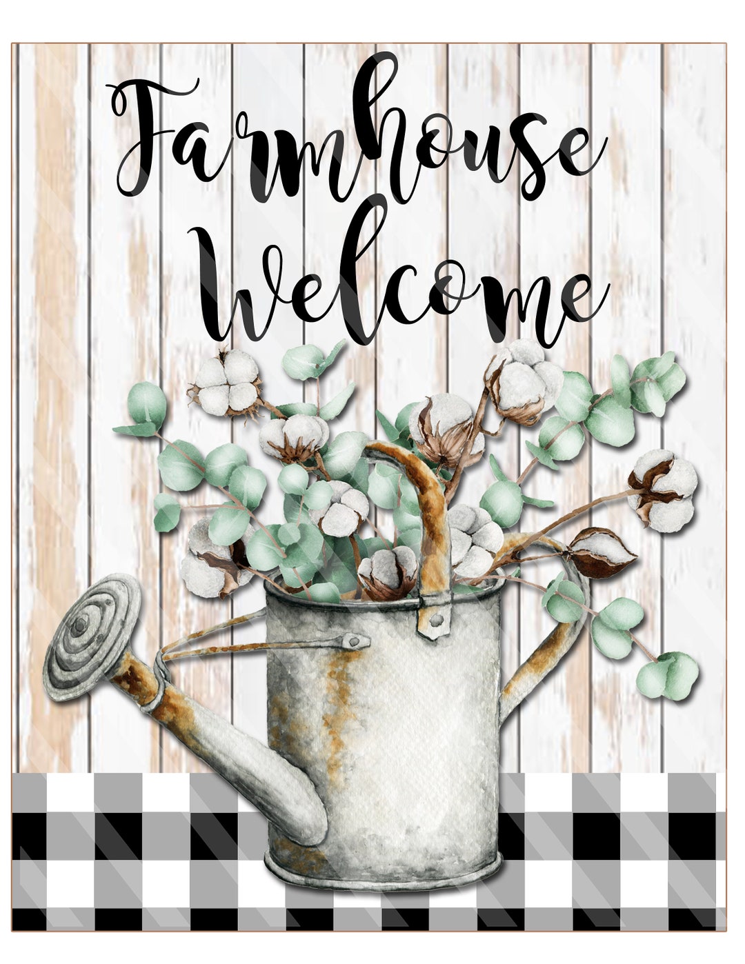 Farmhouse Printable Wall Art, Farmhouse Welcome, Watering Can, Cotton ...
