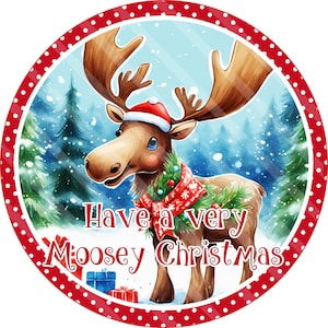 Christmas Moose Printable Sublimation Graphic, Door Sign Design ...