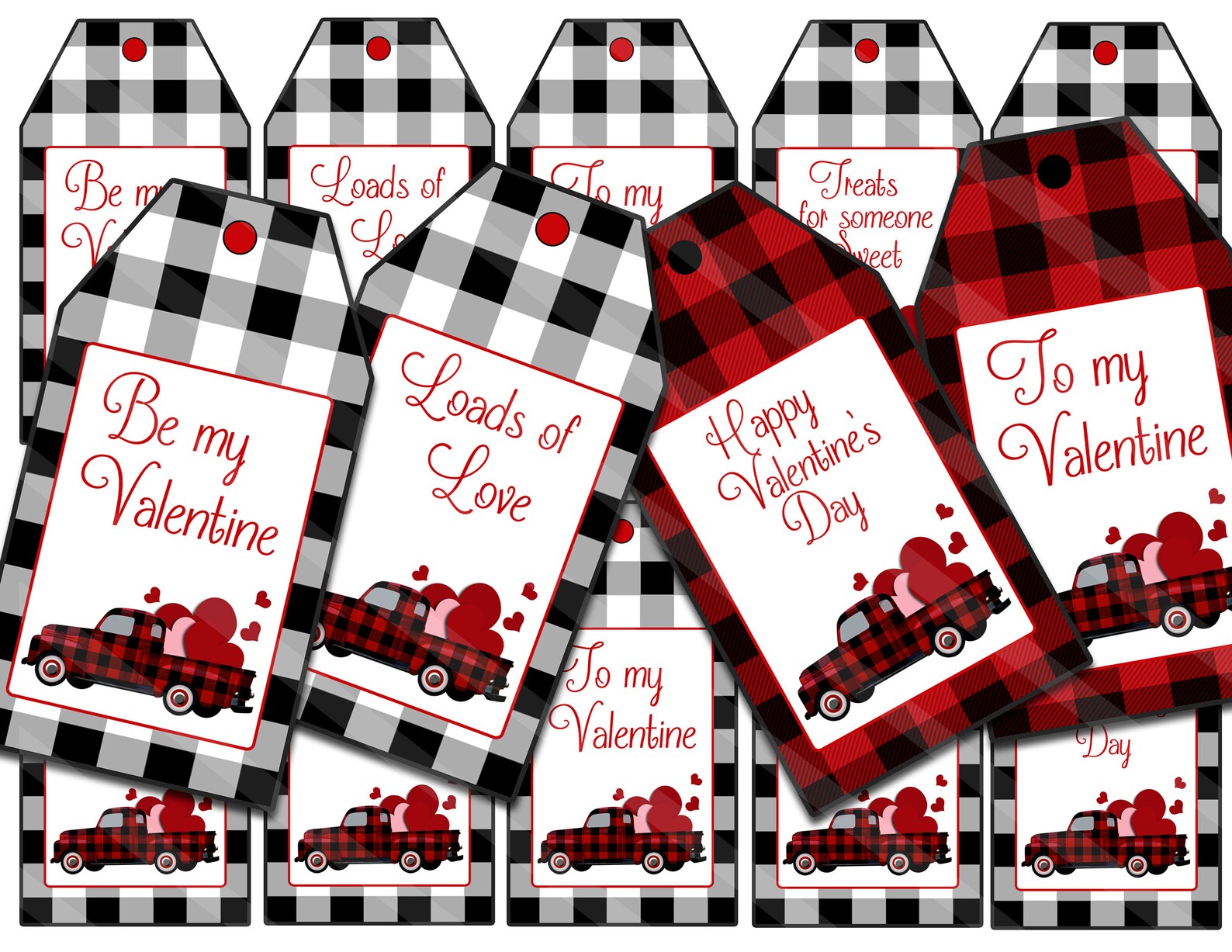 Valentine Tags Printable Buffalo Plaid Gift Tags 2 Styles | Etsy