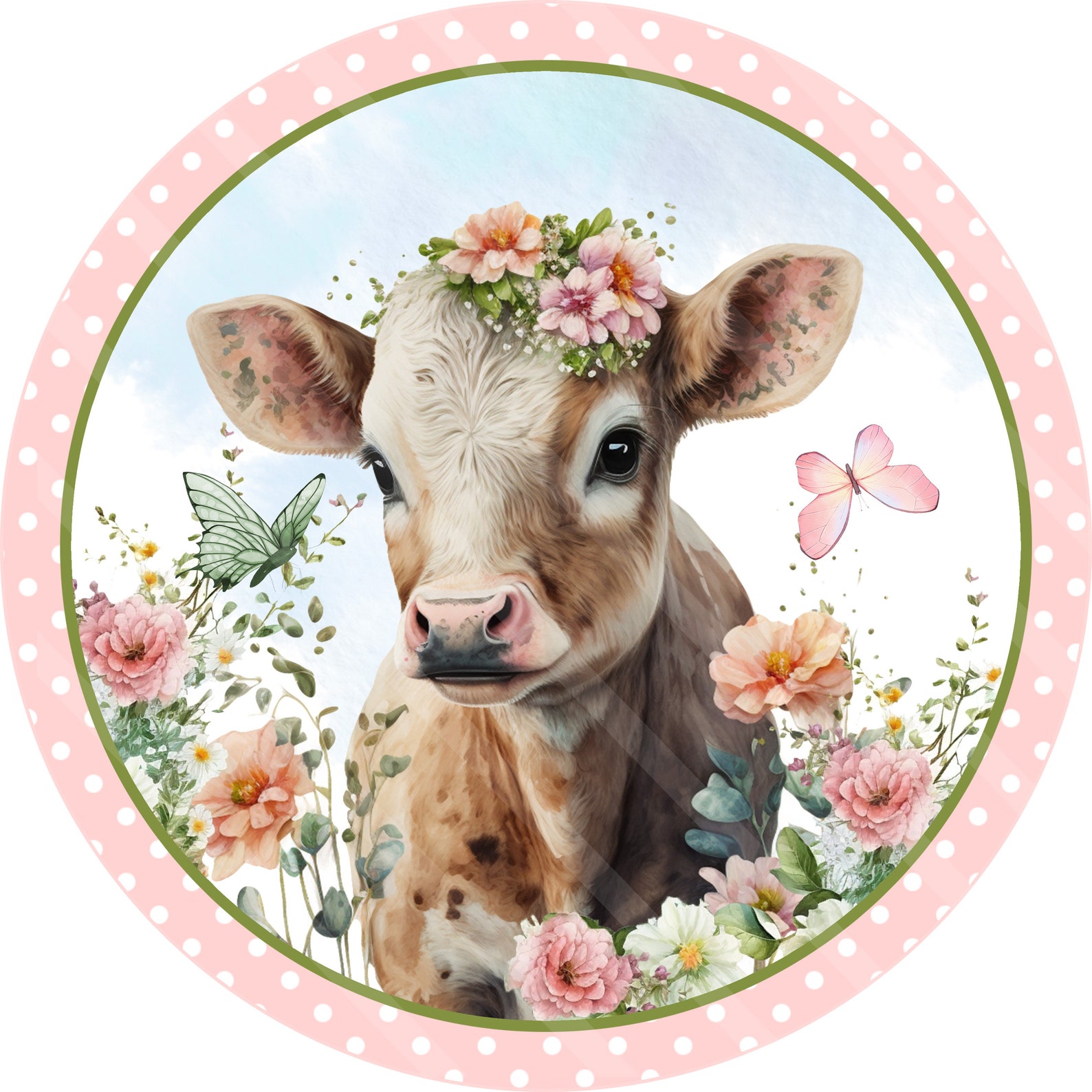 Farm Cow Printable Sublimation Graphic Round Door Sign - Etsy