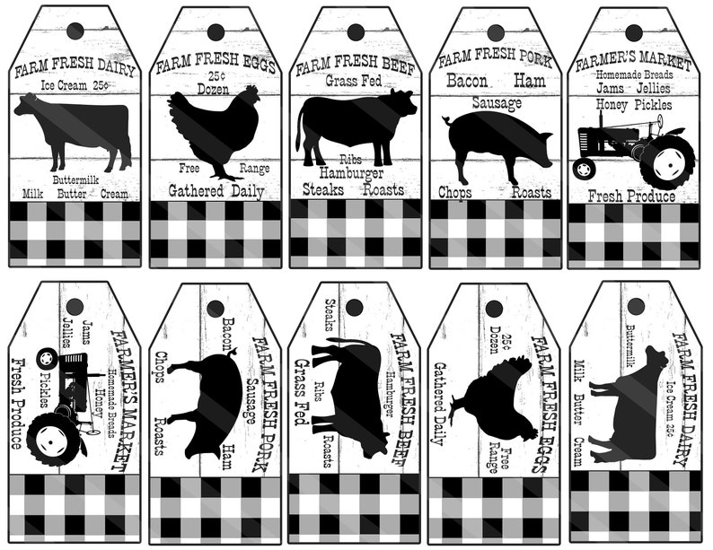 Farmhouse Printable Tags 10 Farm Tags Farm Animals and Etsy