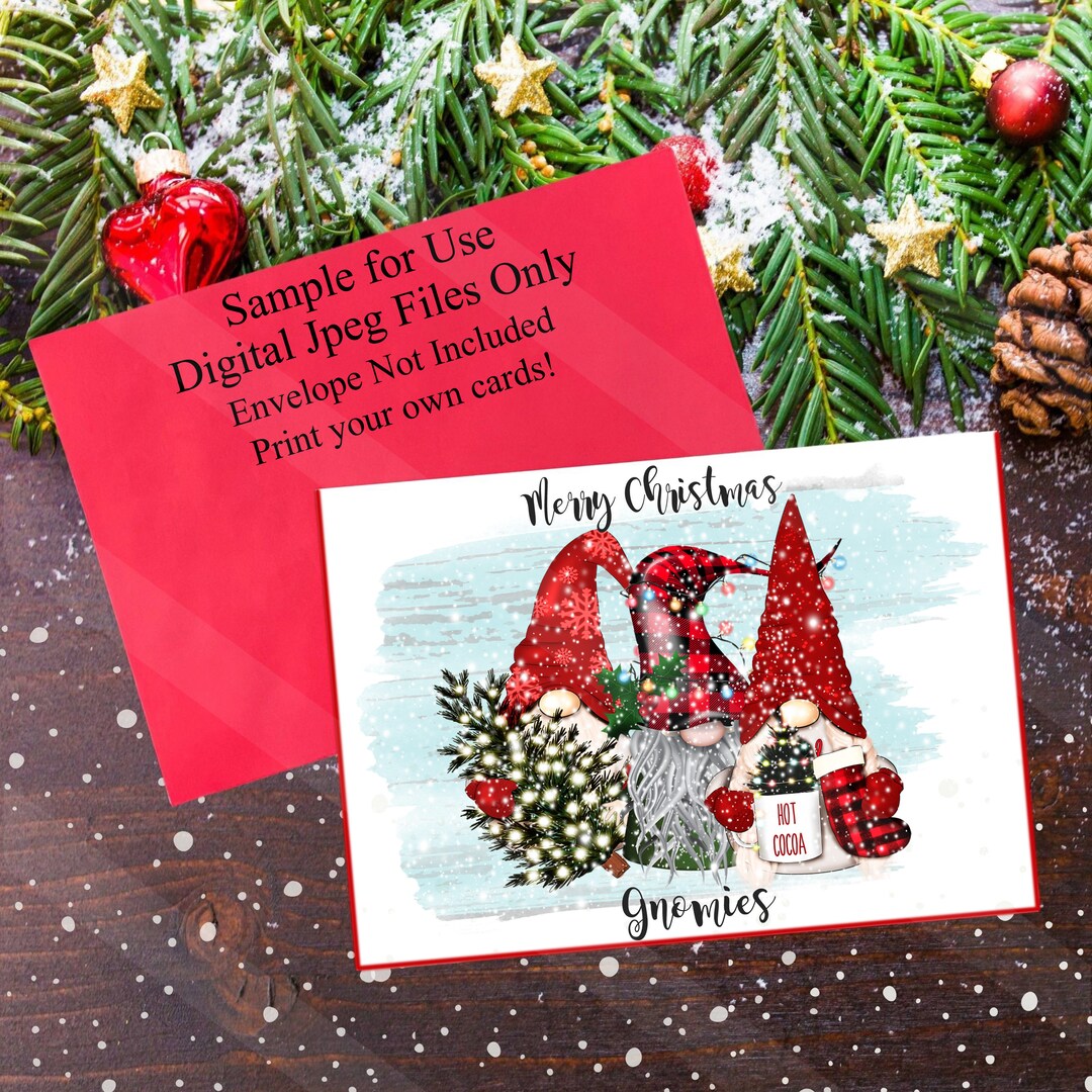 Christmas Card Printable, Merry Christmas Gnomies, Gnomes, Print Your