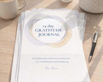14-Day Gratitude Journal Printable – Daily Mindfulness Self-Care Prompts (Digital PDF)