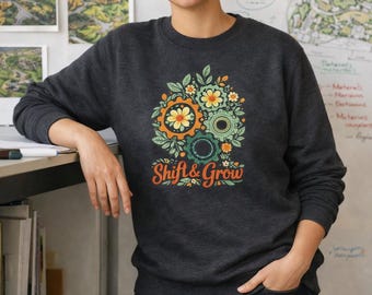 Teamwork Floral T‑Shirt | Shift & Grow Botanical Tee | Positive Mindset Gift Charcoal