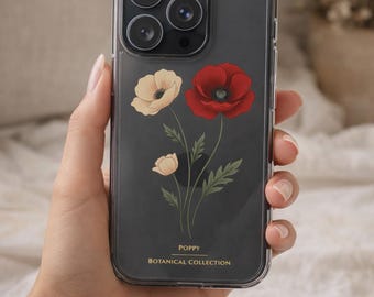 Poppy iPhone Case | Botanical Phone Cover | Minimalist Gift for Her iPhone® 16 & 17 Models