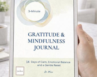 Gratitude Journal Printable | 14‑Day Wellbeing Mindfulness & Self‑Care Prompts | Digital PDF