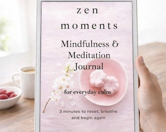 Mindfulness Journal Printable — 3‑Minute Daily Calm Meditation Prompts — Digital PDF — Zen Moments