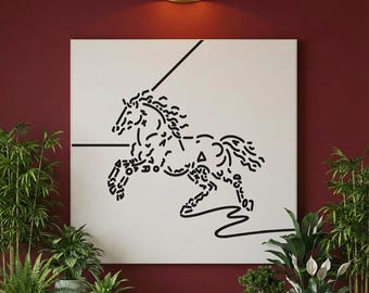 Horse Wall Art Canvas – Minimalist Equestrian Line Art Print | The Year of the Horse