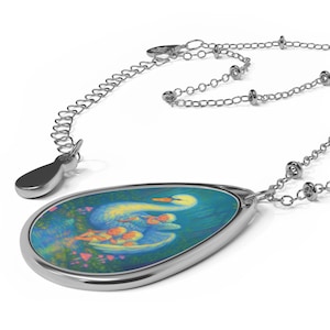 Swan Song Necklace : DREAMLAND FOREST Enchantment, Celestial Angel & Unicorn Pendant, Mystical Nature Jewelry, Fantasy Charm