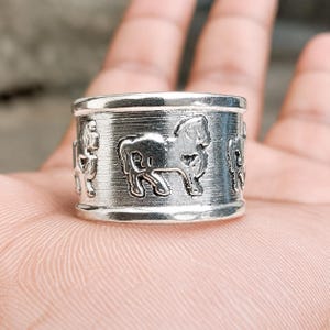Handmade-925 Sterling-Silver Lion-Ring, Wide Band-Animal-Ring, Men's Statement-Ring, Tribal Lion-Jewelry, Bold Silver-Ring, Gift for Him