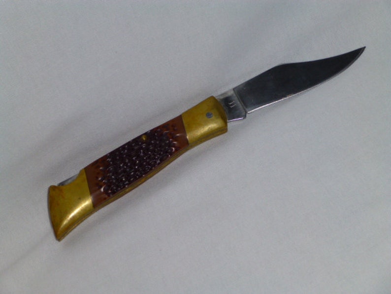 Vintage Camillus Knife Brass and Wood Woolf and Moon Scene 3 Etsy