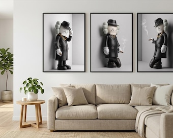 Set de 3 pósteres de figuras Kaws: Decoración para habitaciones Hypebeast, Arte mural Dopamine (Descarga digital) KPS3