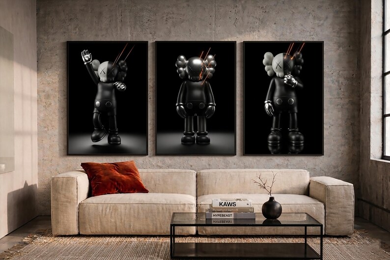 KAWS Figure Poster Set of 3 - Hypebeast Room Decor, Dopamine Wall Art (Digital Download) KPS3 image 3