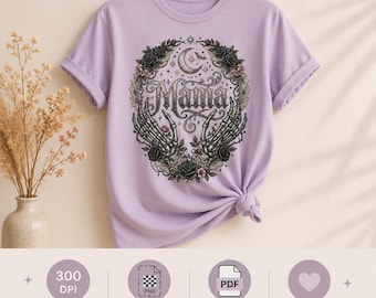 Mamá PNG, Mamá PNG floral boho, Diseño de camiseta retro para mamá, Sublimación floral para el Día de la Madre, Regalo para mamá (descarga digital)