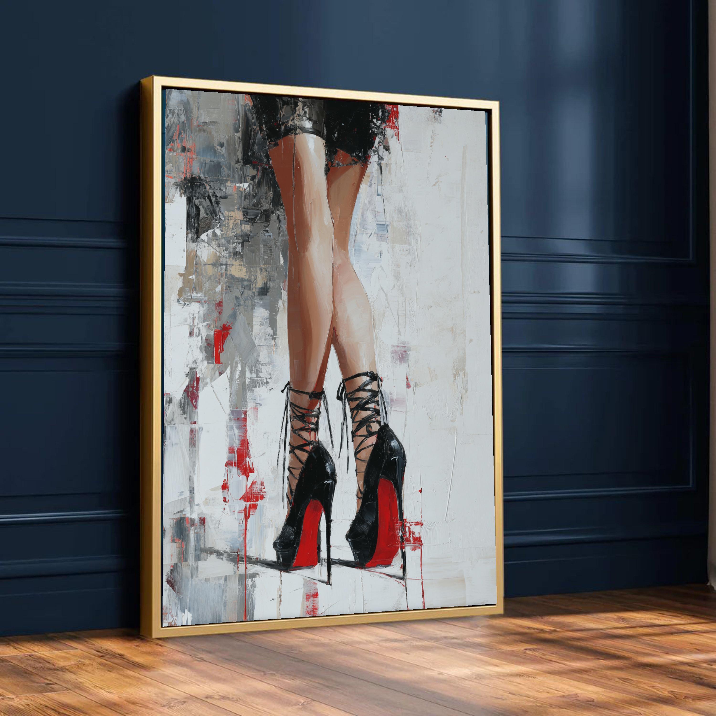 Abstract Stiletto Heels Canvas Art, Fashion Legs Wall Decor, Glamour ...