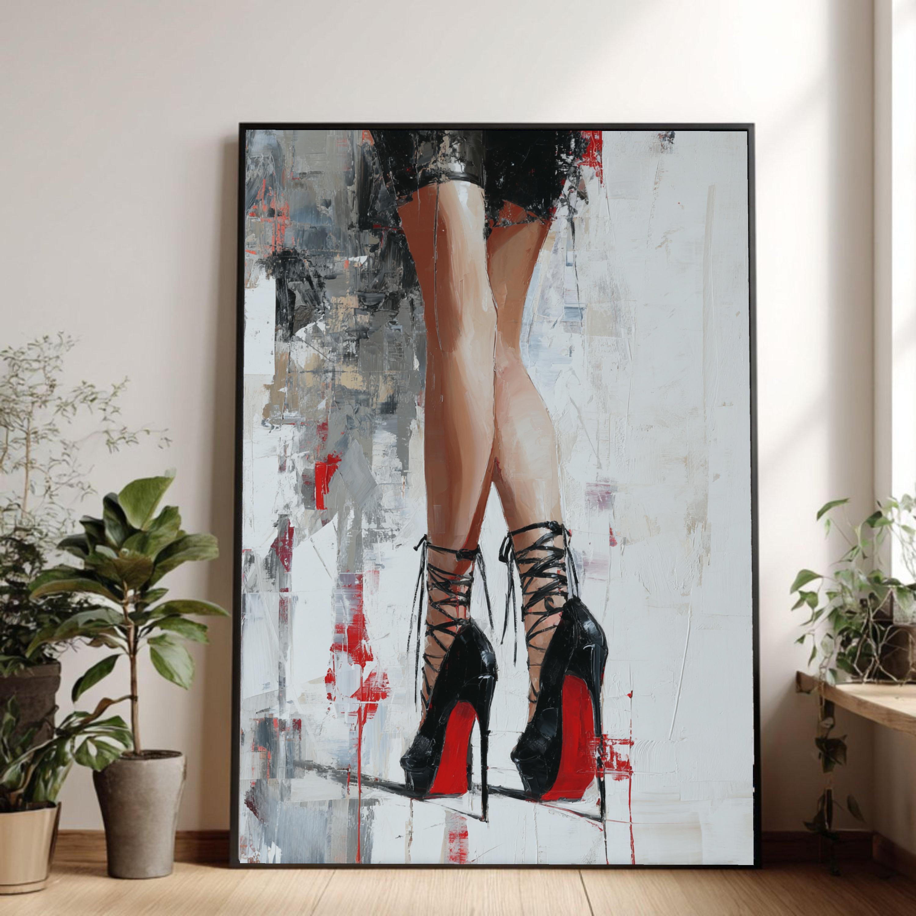 Abstract Stiletto Heels Canvas Art, Fashion Legs Wall Decor, Glamour ...