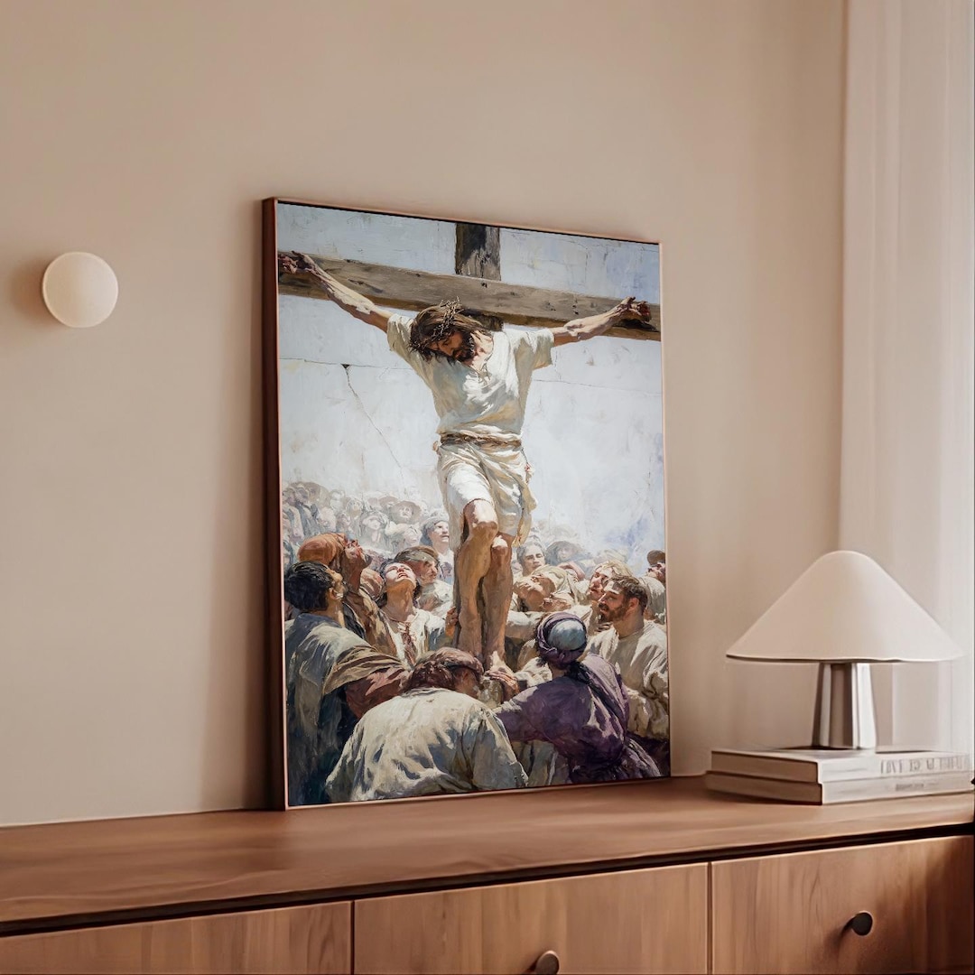 Jesus on Cross Wall Art, Classic Christian Painting, Religious Home ...