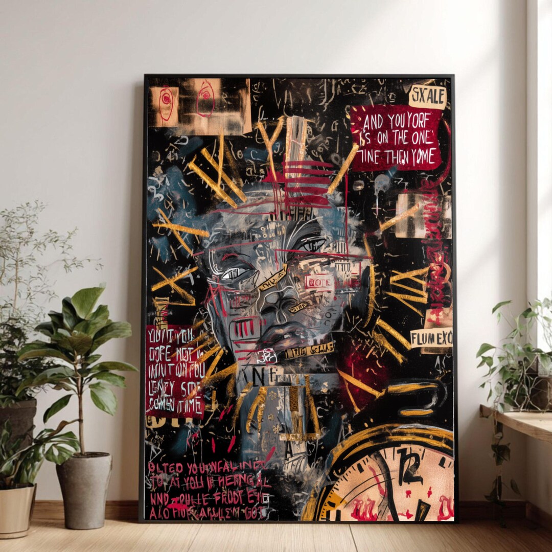 Abstract Urban Face Canvas Wall Art, Graffiti Style Portrait, Modern ...