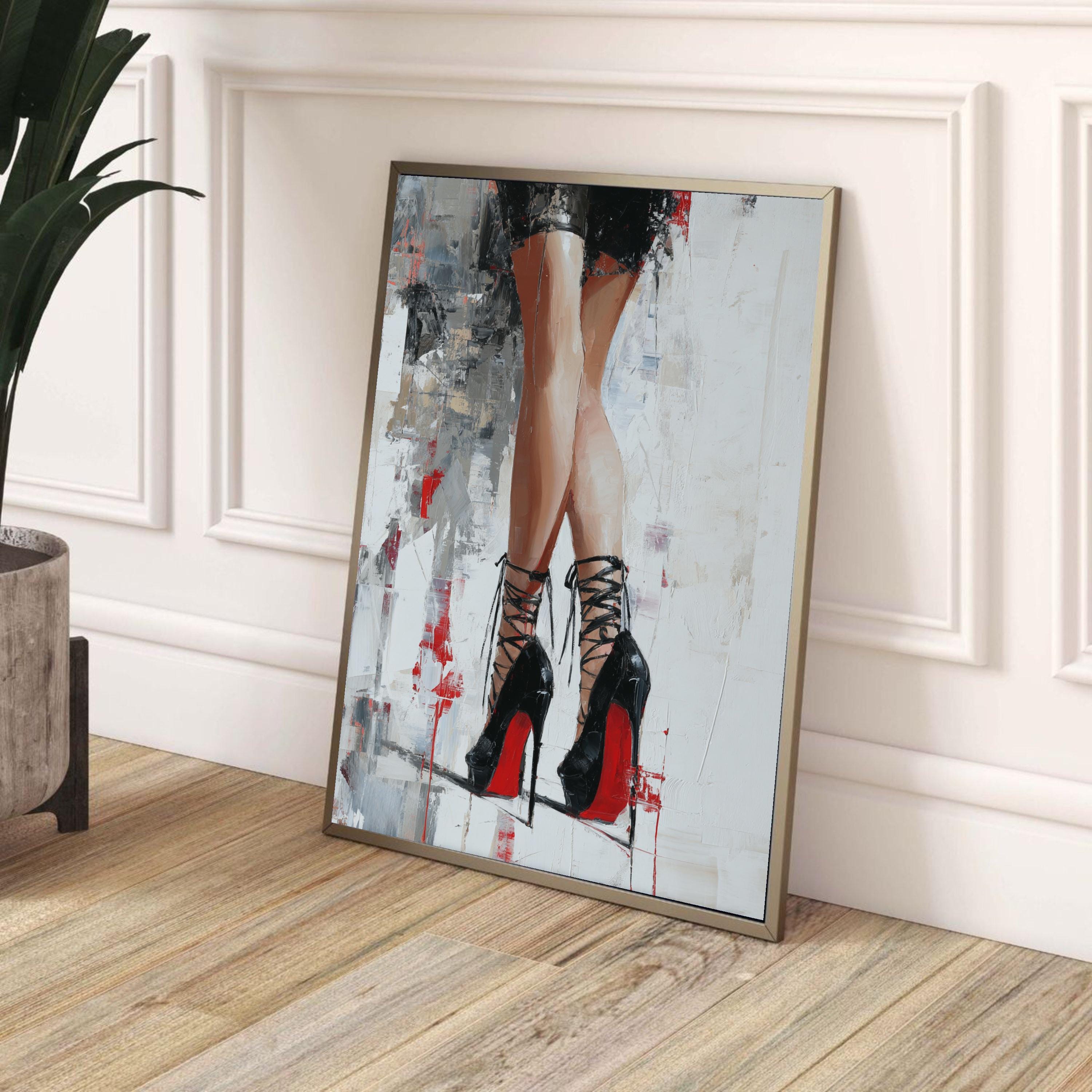 Abstract Stiletto Heels Canvas Art, Fashion Legs Wall Decor, Glamour ...