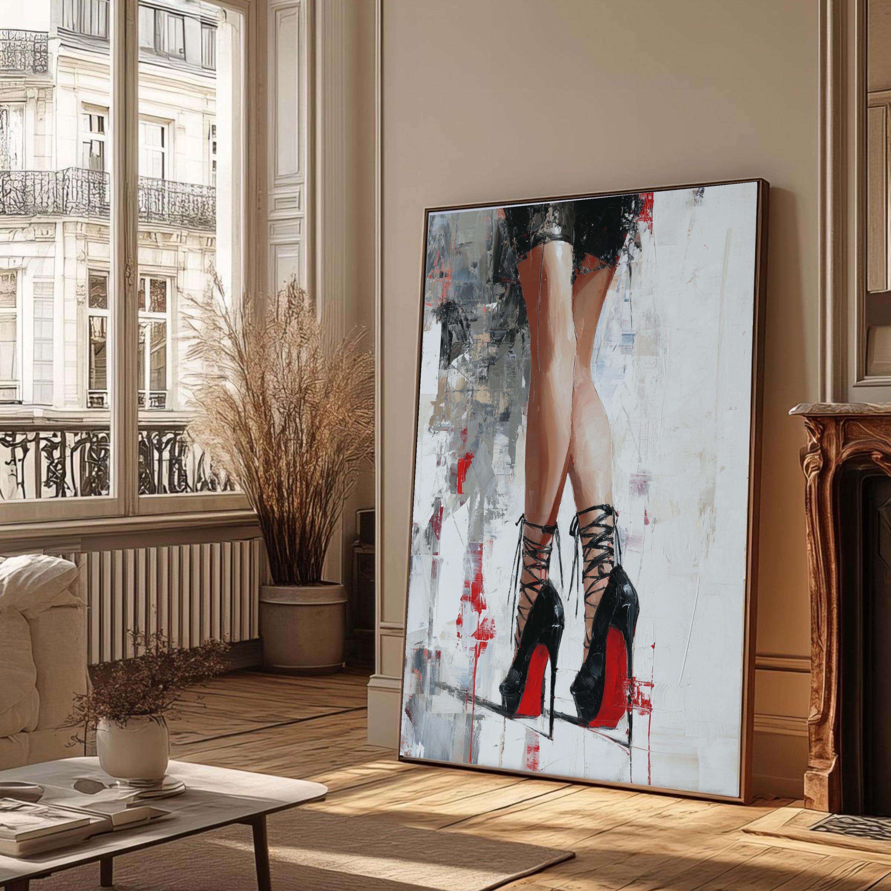 Abstract Stiletto Heels Canvas Art, Fashion Legs Wall Decor, Glamour ...