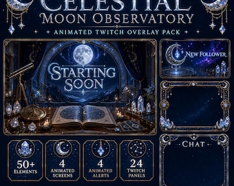 天体月占星術観測所ストリームオーバーレイTwitch YouTubeキック｜アニメーションアラートパネルウェブカメラスティンガー