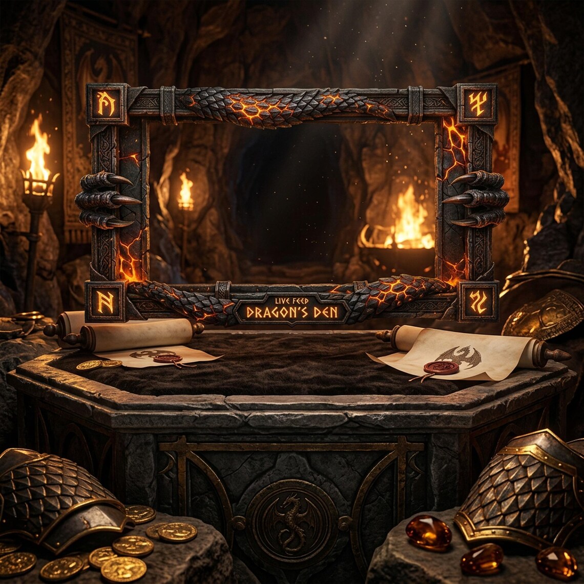 Dragon's Lair Stream Overlay Twitch Youtube Kick | Animated RPG Screens ...