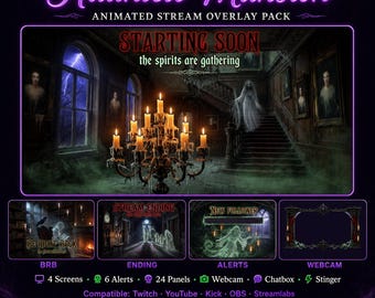 お化け屋敷ストリームオーバーレイパック — OBS、Twitch、Streamlabs、ハロウィンストリーミング用のアニメーションゴシックホラー