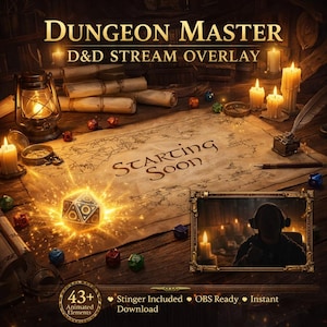 Dungeon Master DnD Twitch Overlay | Animated RPG Fantasy Stream Screens Alerts Panels Pack
