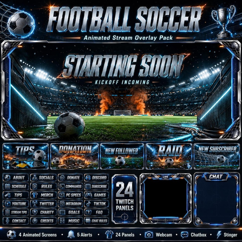 Twitch Overlay Soccer - Etsy