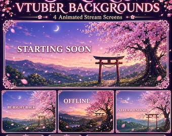 Sakura-geanimeerde VTuber-achtergronden | Binnenkort BRB offline Twitch-schermen | Achtergrondlus OBS streamen
