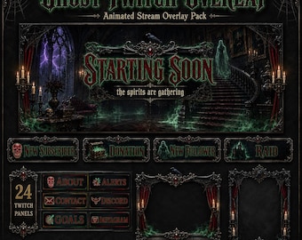 Spook Twitch Overlay Pack | Enge spookhuis horror Halloween-schermen, waarschuwingen, webcam