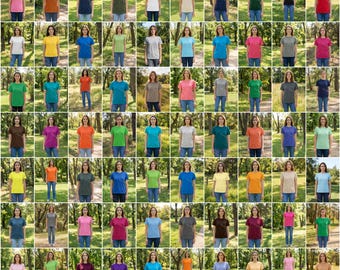 Paquete de maquetas de camisetas Gildan 5000 / 70 colores, vistas frontal y trasera (descarga digital)